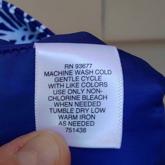 Liz Claiborne Straight Skirt Abstract Floral Print Blue White Cotton Blend - Picture 10 of 10